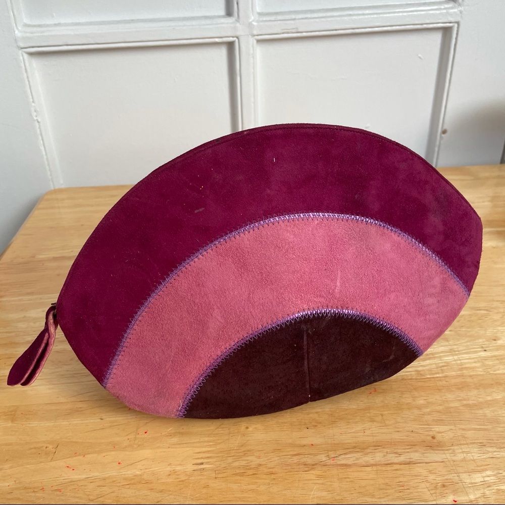 Vintage pink purple 80s 90s suede clutch purse